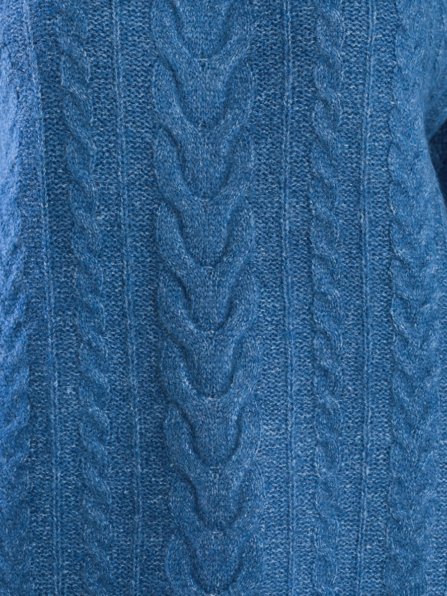 Джемпер-меланж синего цвета узорной вязки